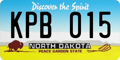 ND license plate KPB015