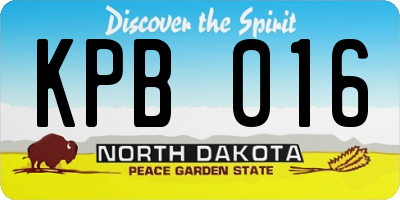 ND license plate KPB016