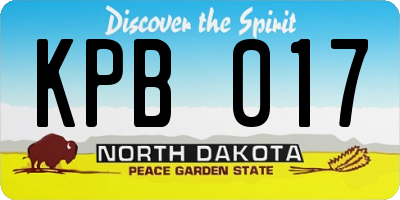 ND license plate KPB017