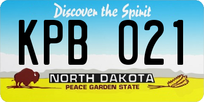 ND license plate KPB021