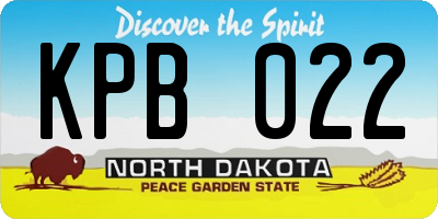 ND license plate KPB022