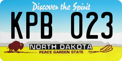 ND license plate KPB023
