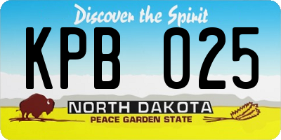 ND license plate KPB025