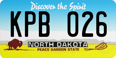 ND license plate KPB026