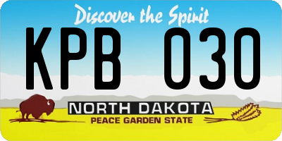 ND license plate KPB030