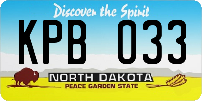 ND license plate KPB033