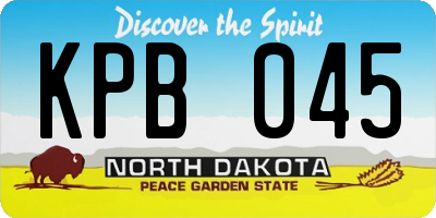 ND license plate KPB045