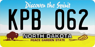 ND license plate KPB062