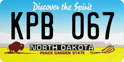 ND license plate KPB067