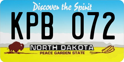 ND license plate KPB072