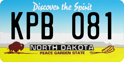 ND license plate KPB081