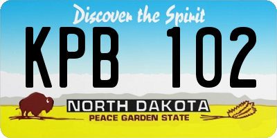 ND license plate KPB102