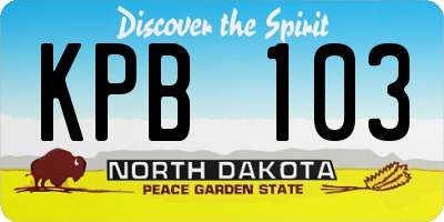 ND license plate KPB103