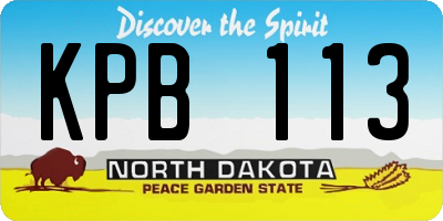 ND license plate KPB113