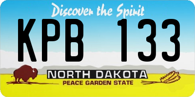 ND license plate KPB133