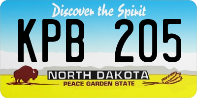 ND license plate KPB205