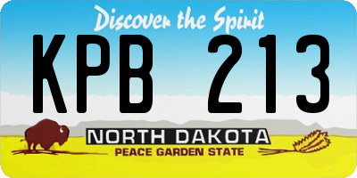 ND license plate KPB213