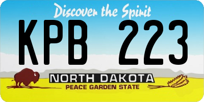 ND license plate KPB223