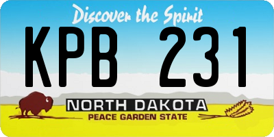 ND license plate KPB231