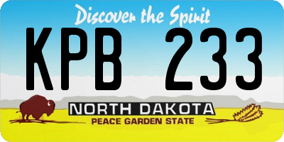 ND license plate KPB233