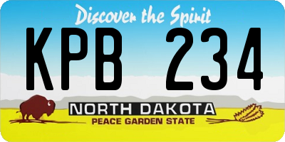 ND license plate KPB234