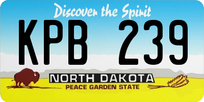 ND license plate KPB239
