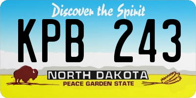 ND license plate KPB243
