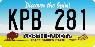 ND license plate KPB281