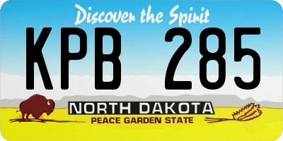 ND license plate KPB285