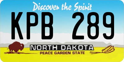 ND license plate KPB289