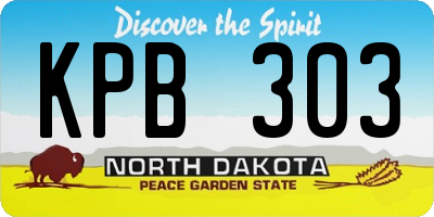 ND license plate KPB303