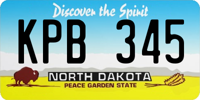 ND license plate KPB345