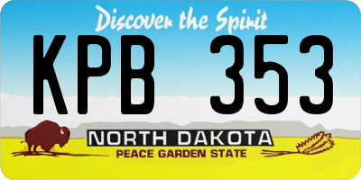 ND license plate KPB353