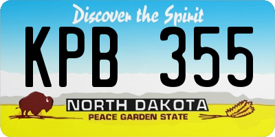 ND license plate KPB355