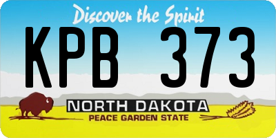 ND license plate KPB373