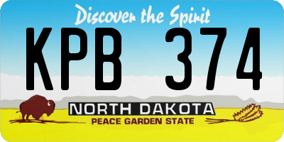ND license plate KPB374