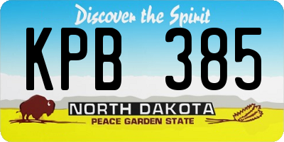 ND license plate KPB385
