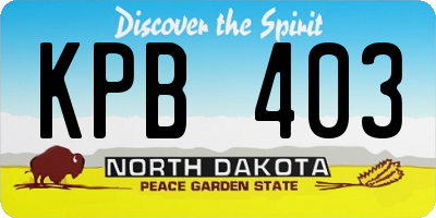 ND license plate KPB403