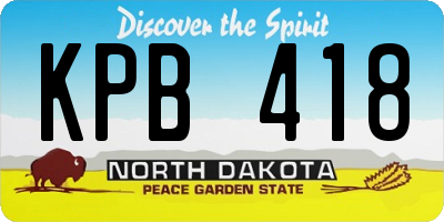 ND license plate KPB418