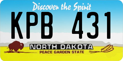ND license plate KPB431
