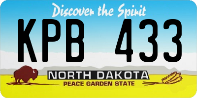 ND license plate KPB433