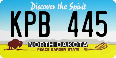 ND license plate KPB445