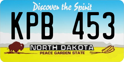 ND license plate KPB453