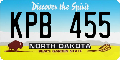 ND license plate KPB455