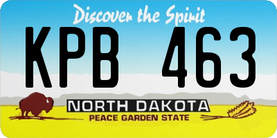 ND license plate KPB463