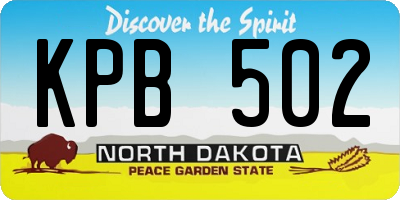 ND license plate KPB502
