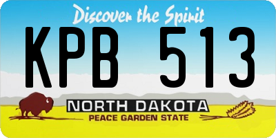 ND license plate KPB513