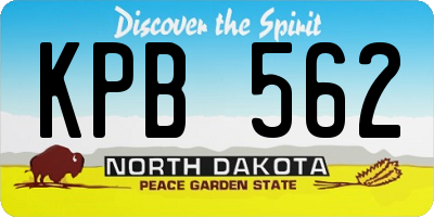 ND license plate KPB562