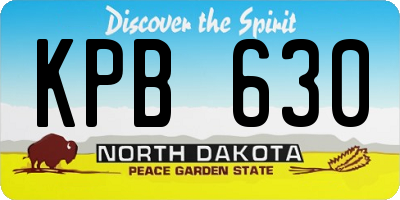 ND license plate KPB630