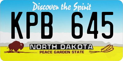 ND license plate KPB645